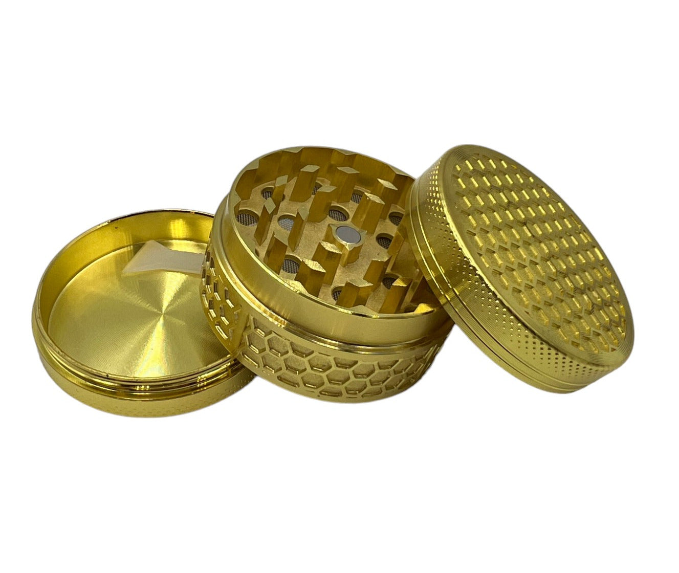 5cm Golden Honeycomb Herb Grinder 3 Layers Metal Crusher