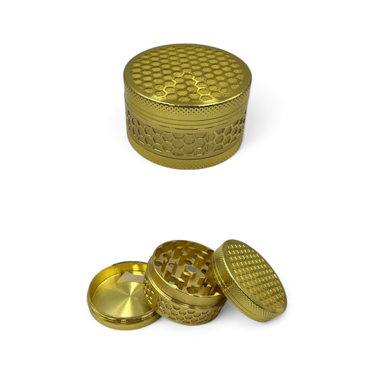 5cm Golden Honeycomb Herb Grinder 3 Layers Metal Crusher