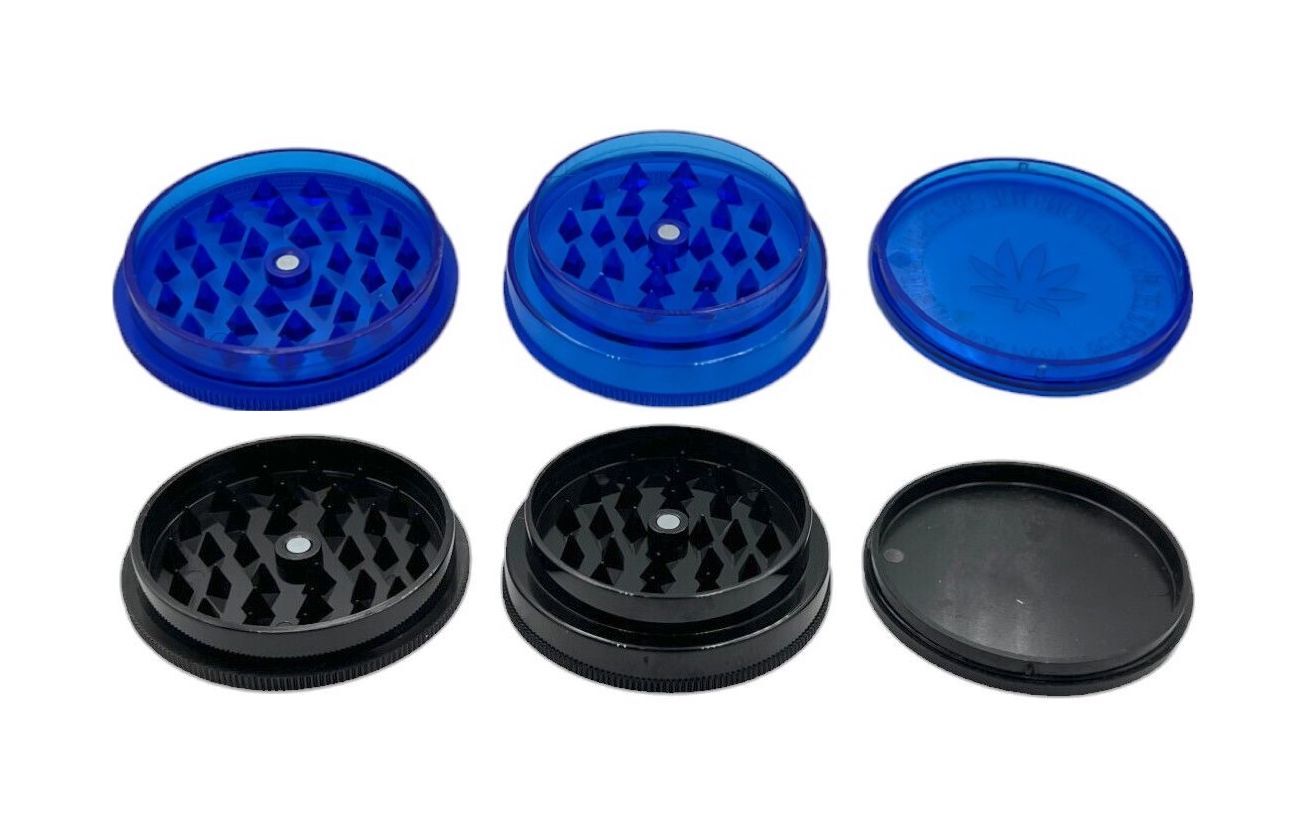 5.5cm 3-Layer Acrylic Manual Herb Tobacco Grinder - Black or Blue