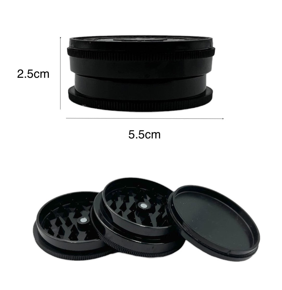 5.5cm 3-Layer Acrylic Manual Herb Tobacco Grinder - Black or Blue