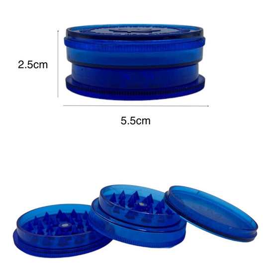 5.5cm 3-Layer Acrylic Manual Herb Tobacco Grinder - Blue