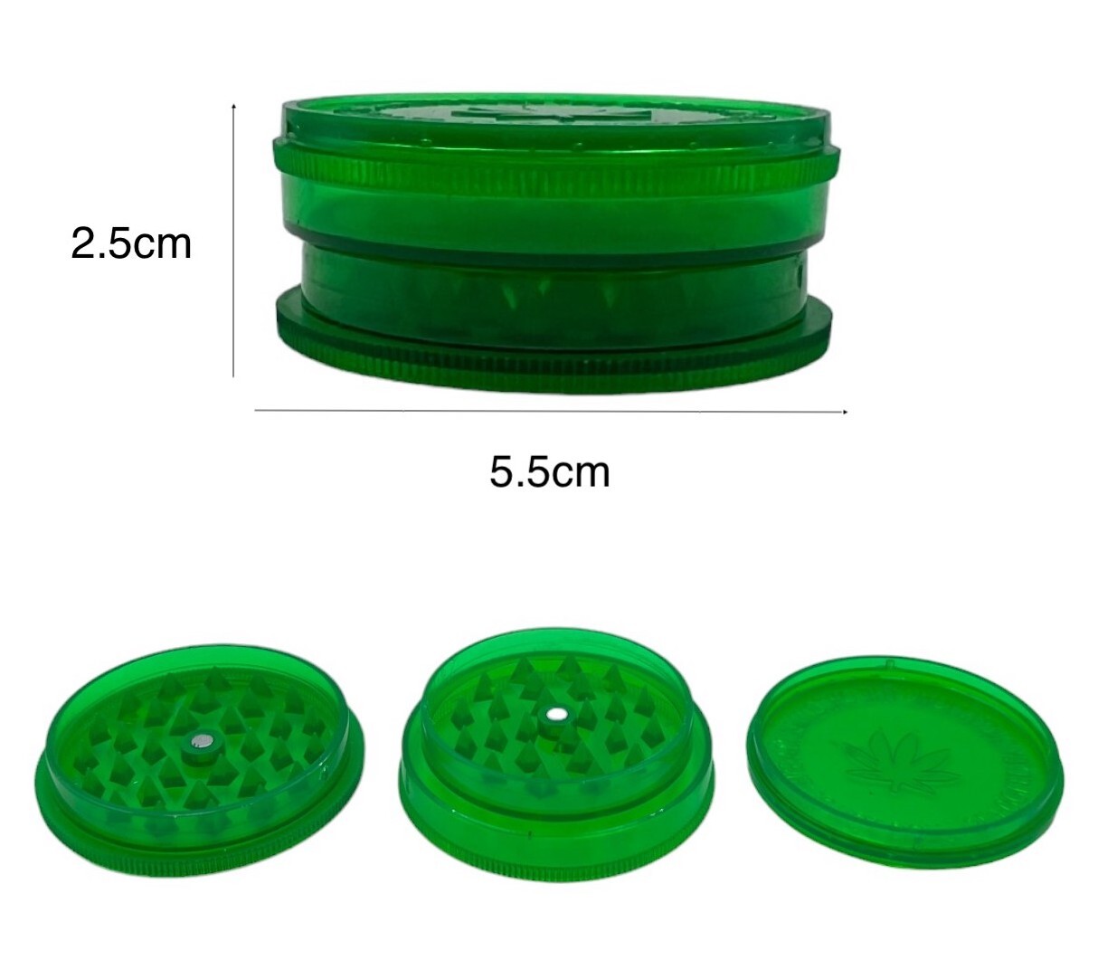 5.5cm 3-Layer Acrylic Manual Herb Tobacco Grinder - Green