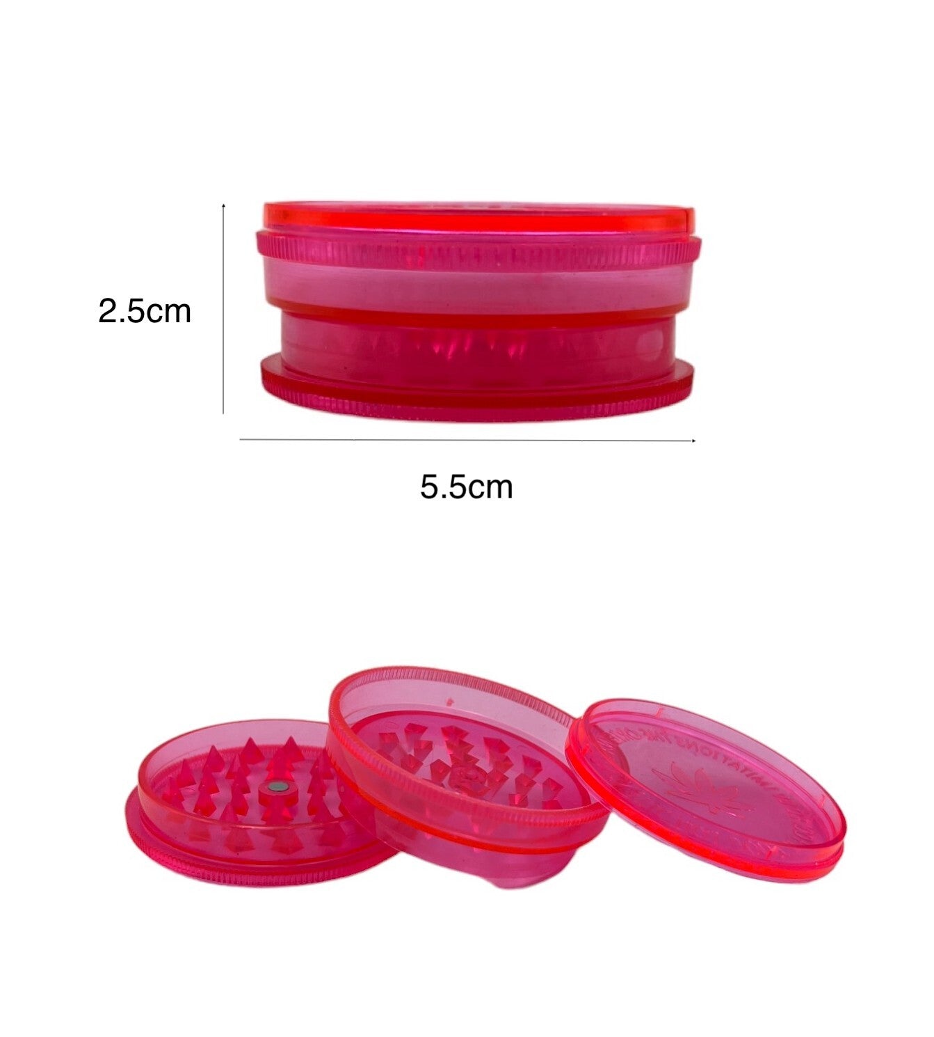 5.5cm 3-Layer Acrylic Manual Herb Tobacco Grinder - Pink