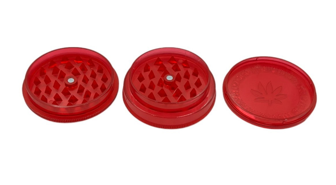 5.5cm 3-Layer Acrylic Manual Herb Tobacco Grinder - Red