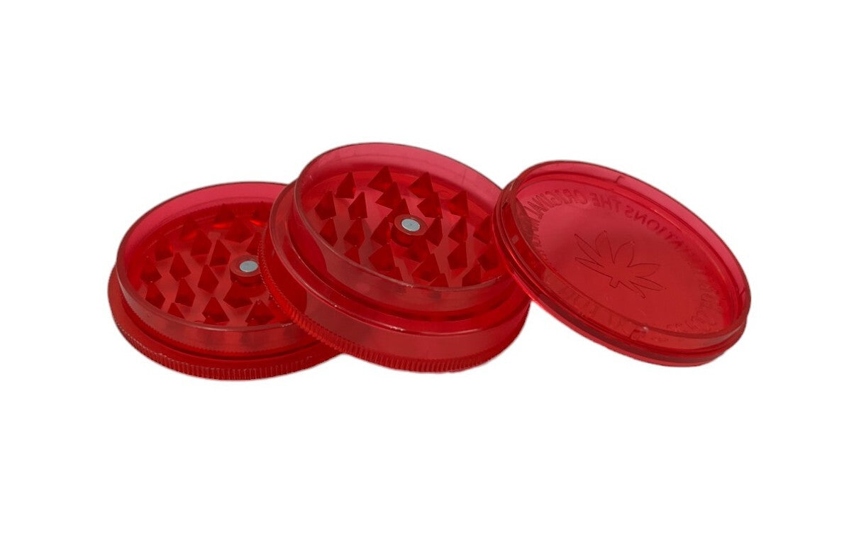 5.5cm 3-Layer Acrylic Manual Herb Tobacco Grinder - Red