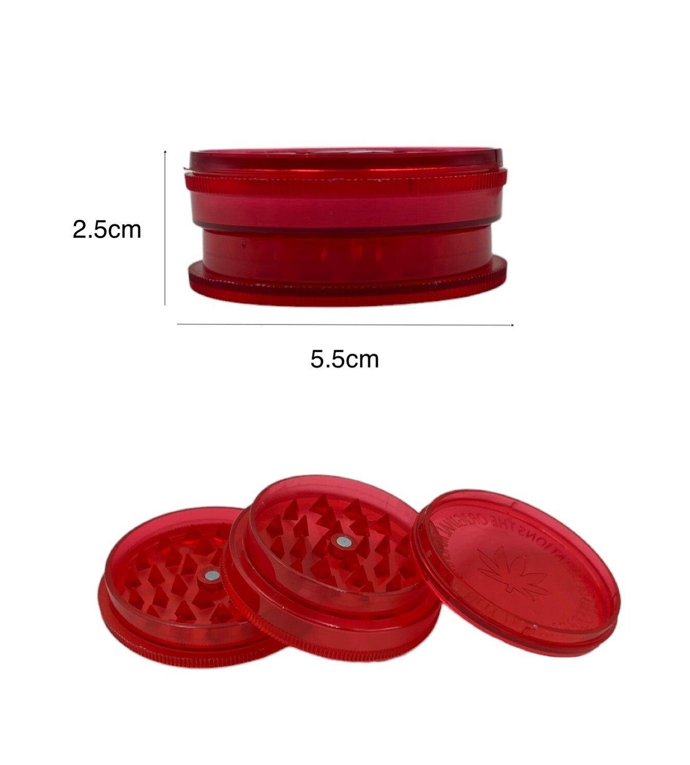 5.5cm 3-Layer Acrylic Manual Herb Tobacco Grinder - Red