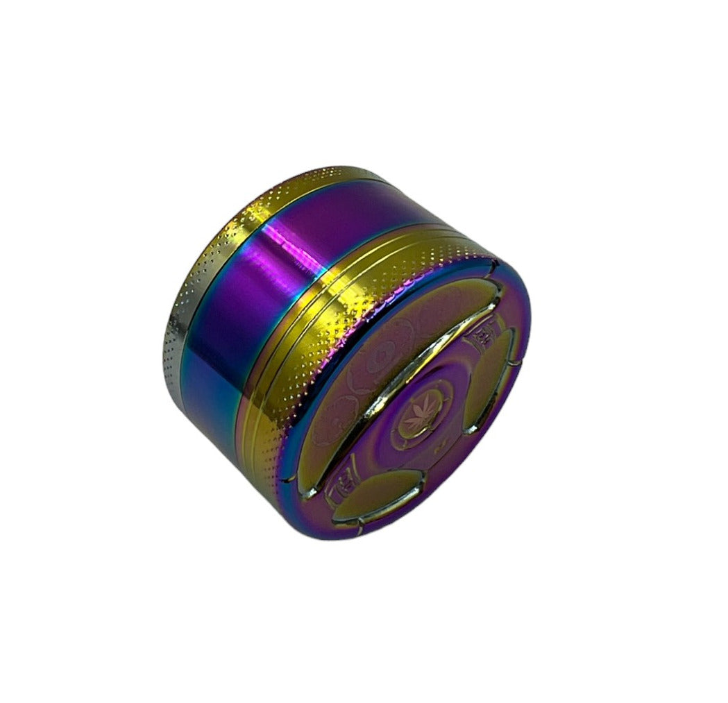 5cm Rainbow Herb Grinder 3 Layers - Leaf