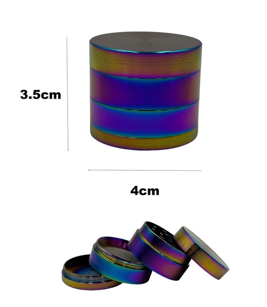 4cm Rainbow Herb Grinder 4 Layers - Multi-Colour