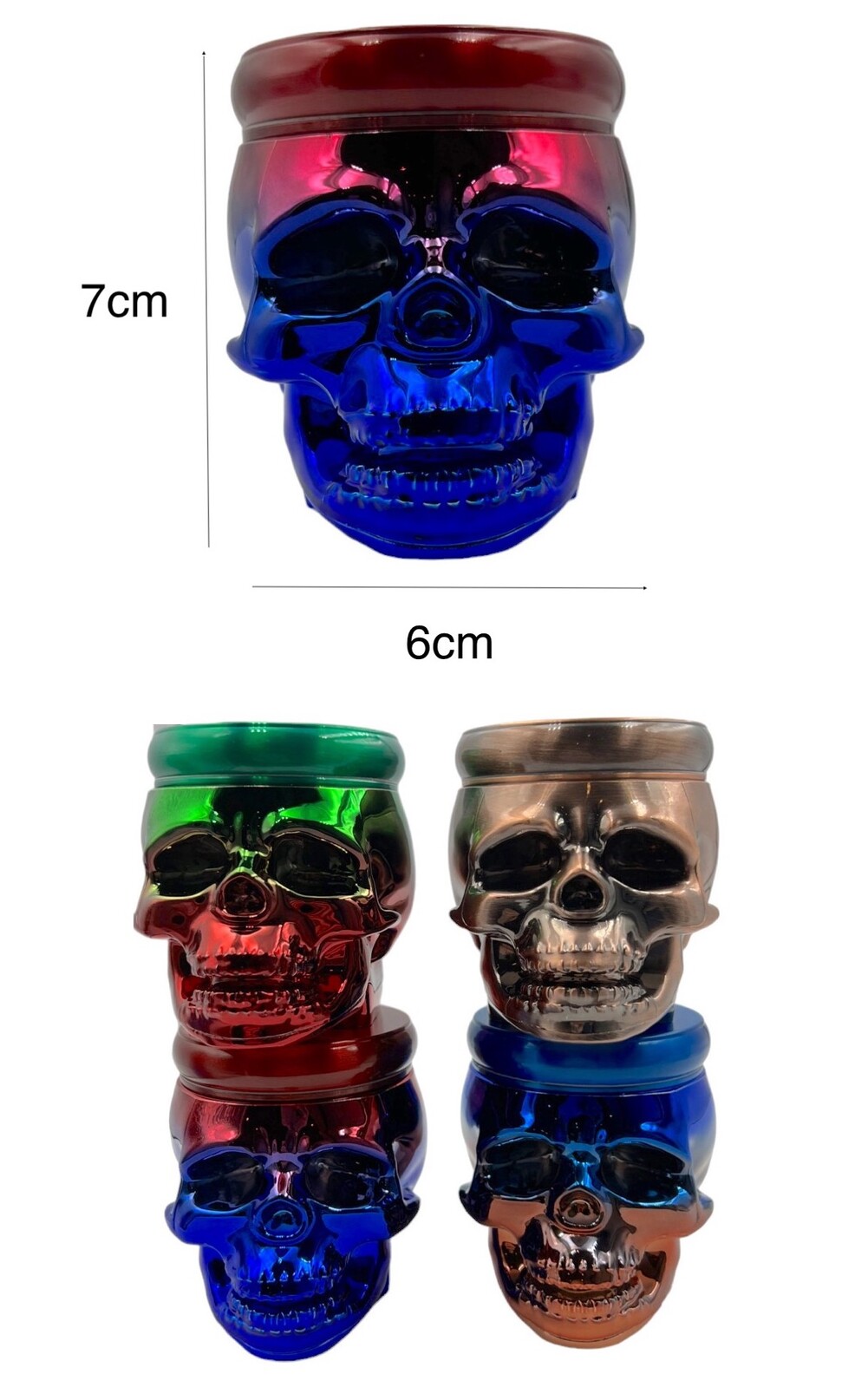 4-Pack 7cm Skull Herb Grinder 4 Layers Metal Crusher