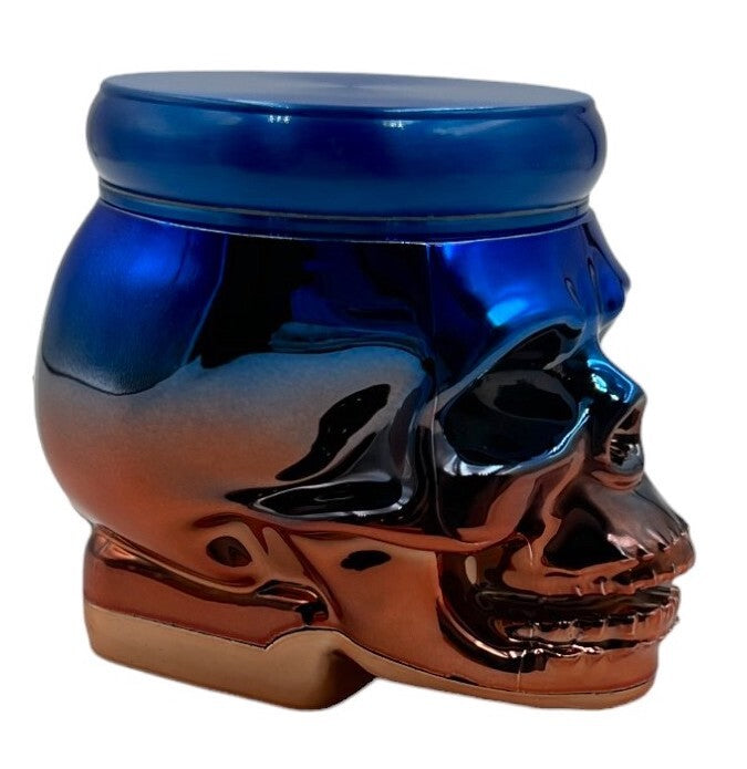 7cm Blue Bronze Skull Herb Grinder 4 Layers Metal Crusher