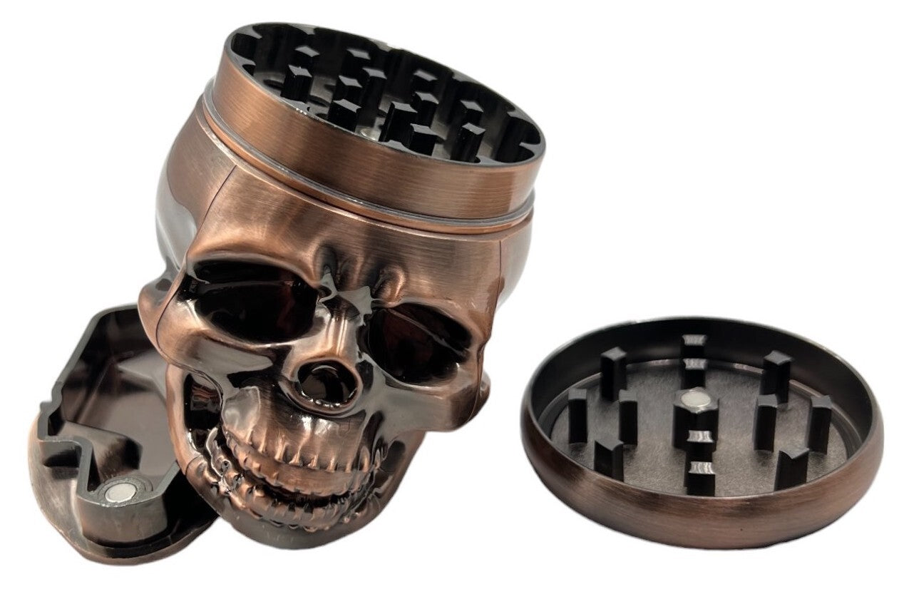 7cm Bronze Skull Herb Grinder 4 Layers Metal Crusher