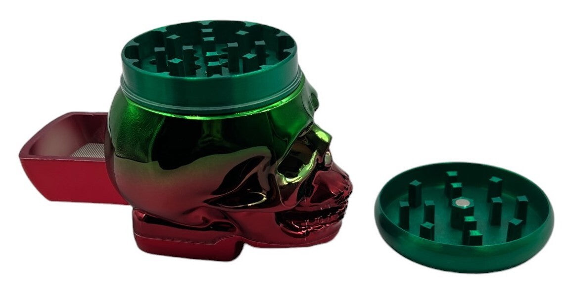 7cm Green Red Skull Herb Grinder 4 Layers Metal Crusher