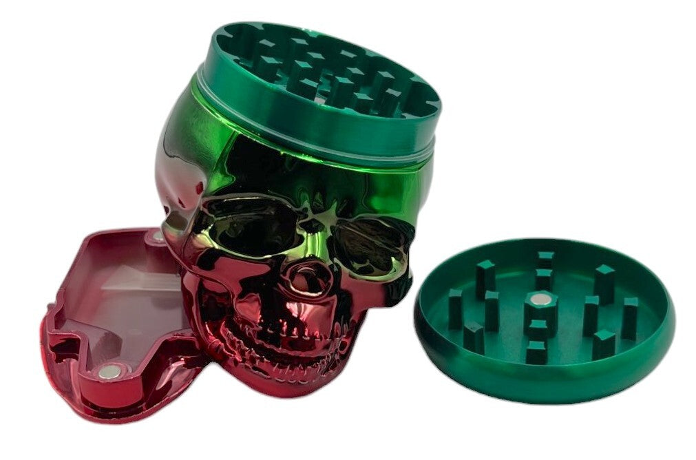 7cm Green Red Skull Herb Grinder 4 Layers Metal Crusher