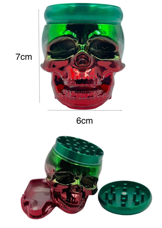 7cm Green Red Skull Herb Grinder 4 Layers Metal Crusher