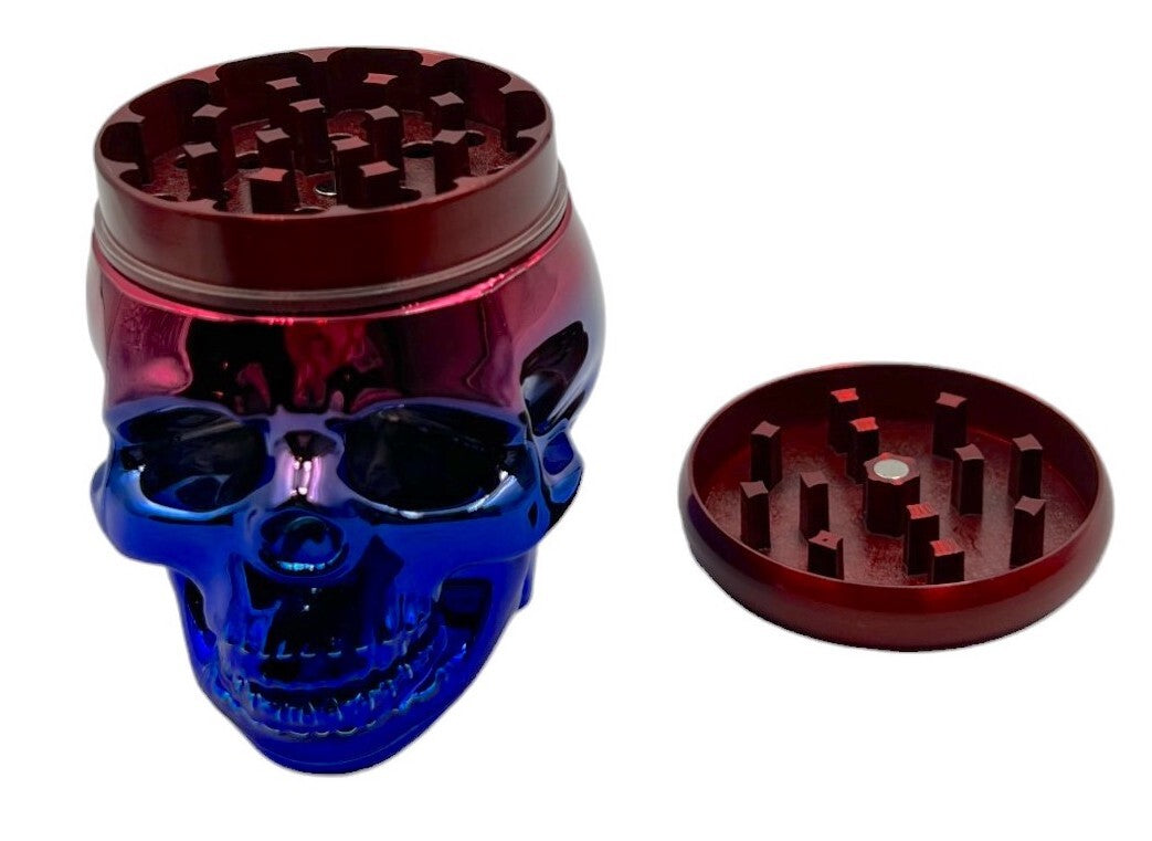 7cm Red Blue Skull Herb Grinder 4 Layers Metal Crusher