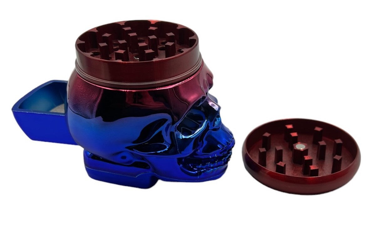 7cm Red Blue Skull Herb Grinder 4 Layers Metal Crusher