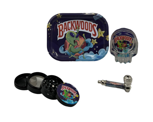 Alien Smoking Gift Set with Pipe, Grinder, Ashtray, and Rolling Tray