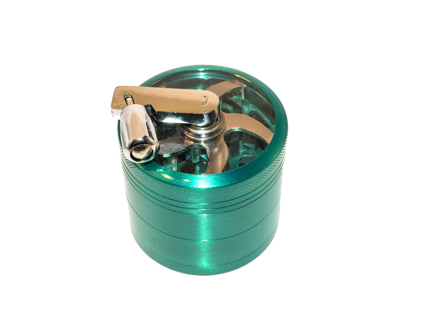 4 Piece Metal Herb Grinder with Handle - Various Colours