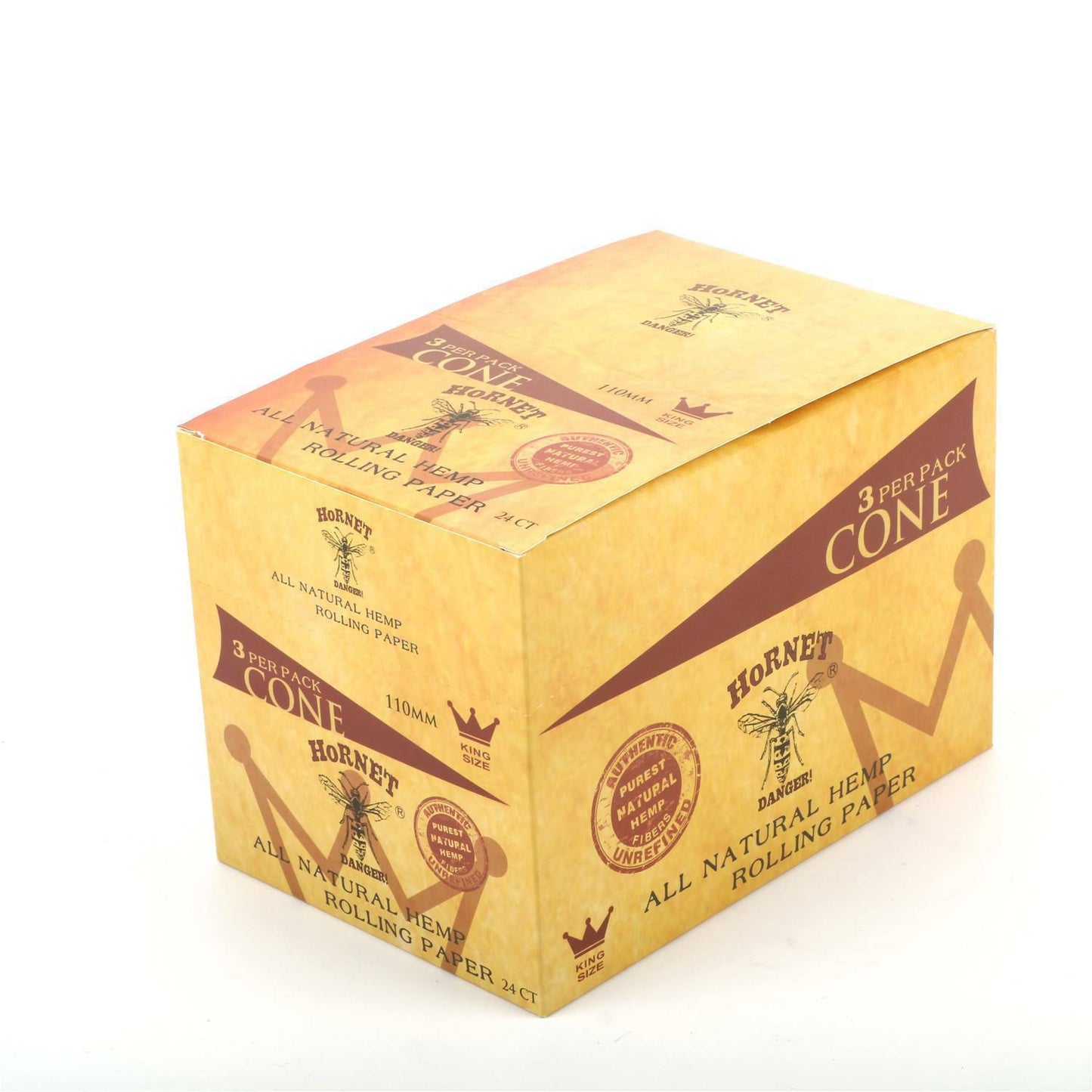 Box of HORNET King Size Natural Pre-Rolled Cones 72 PCS