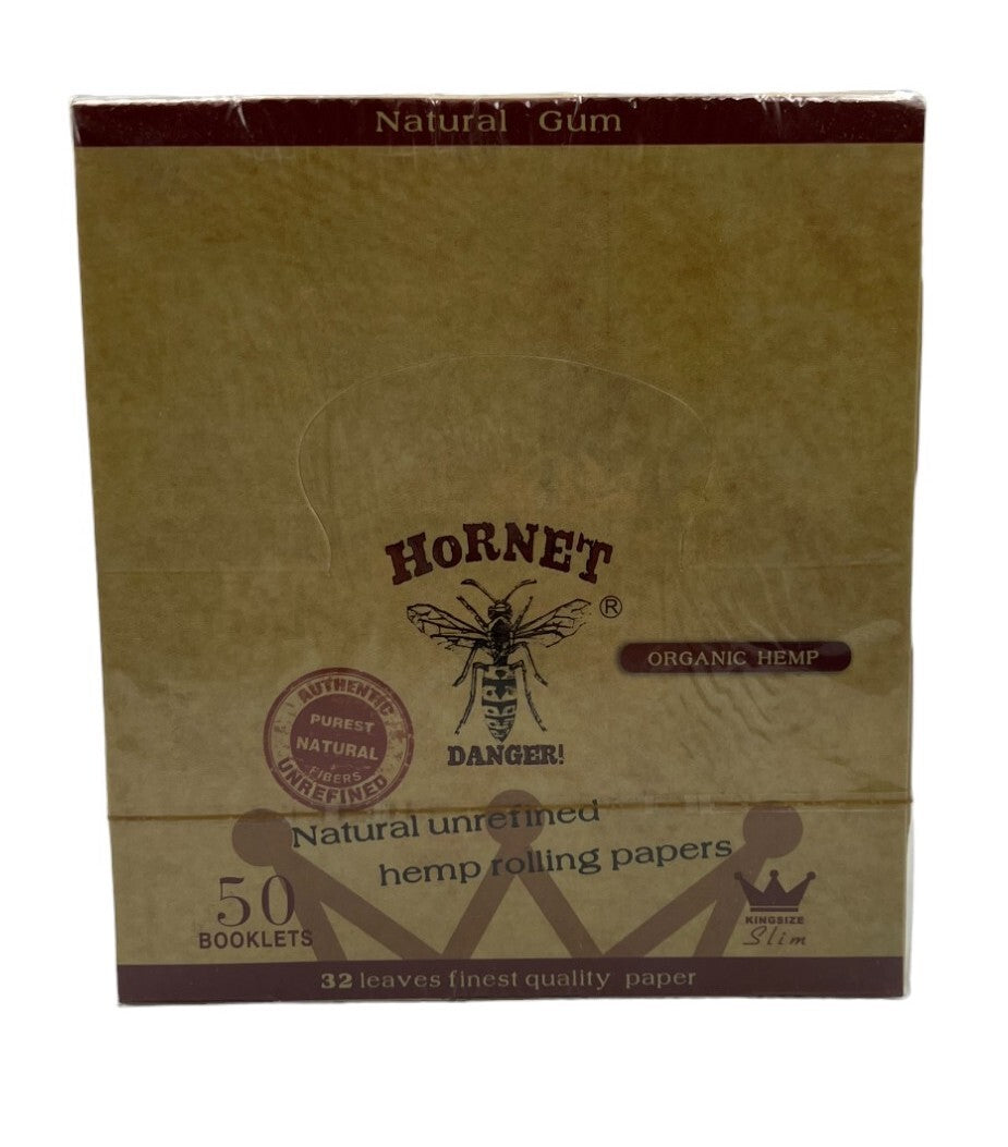 Box of 50 Hornet King Size Slim Organic Unrefined Rolling Papers