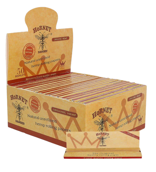 Box of 50 Hornet King Size Slim Organic Unrefined Rolling Papers