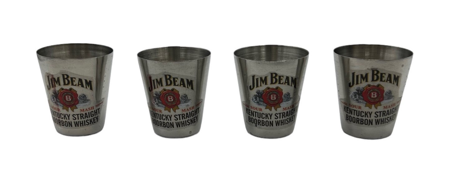 Jim Beam Hip Flask and Shot Glass Gift Set - Stainless Steel (8oz)