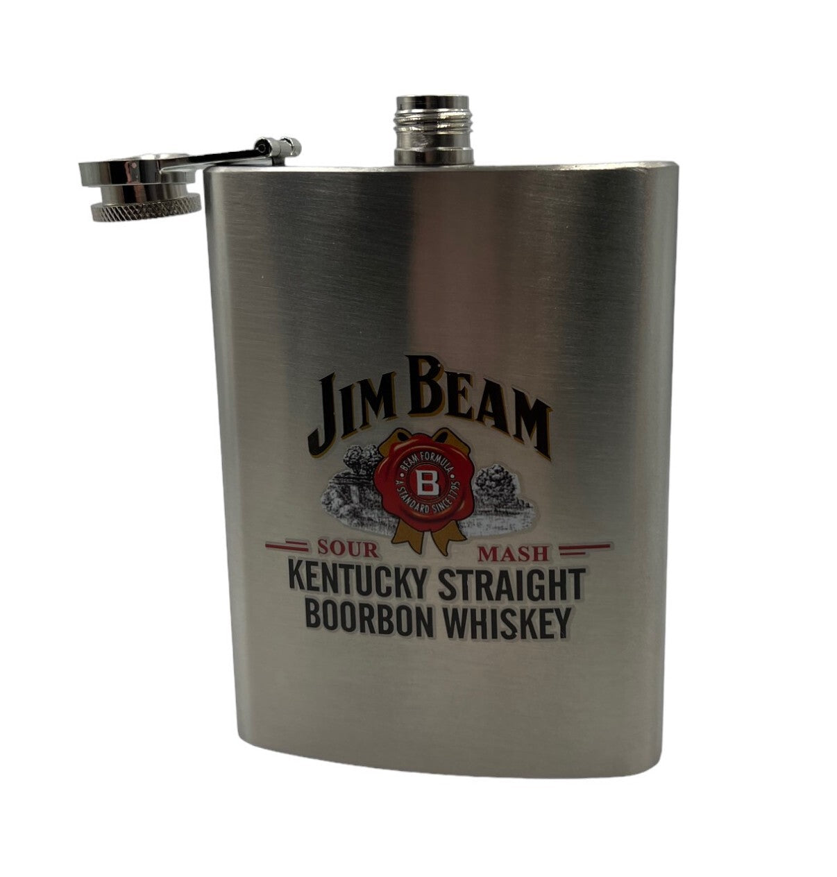 Jim Beam Hip Flask and Shot Glass Gift Set - Stainless Steel (8oz)