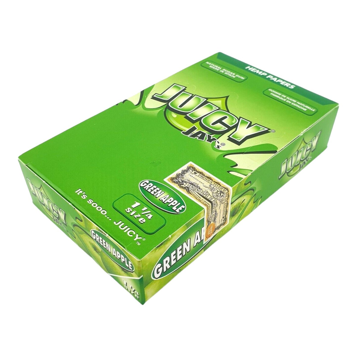 Box of 24 Juicy Jays Green Apple 1 1/4 Flavoured Rolling Papers