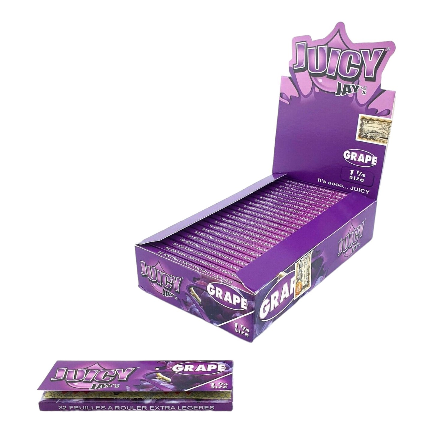 Box of 24 Juicy Jays Grape 1 1/4 Flavoured Rolling Papers