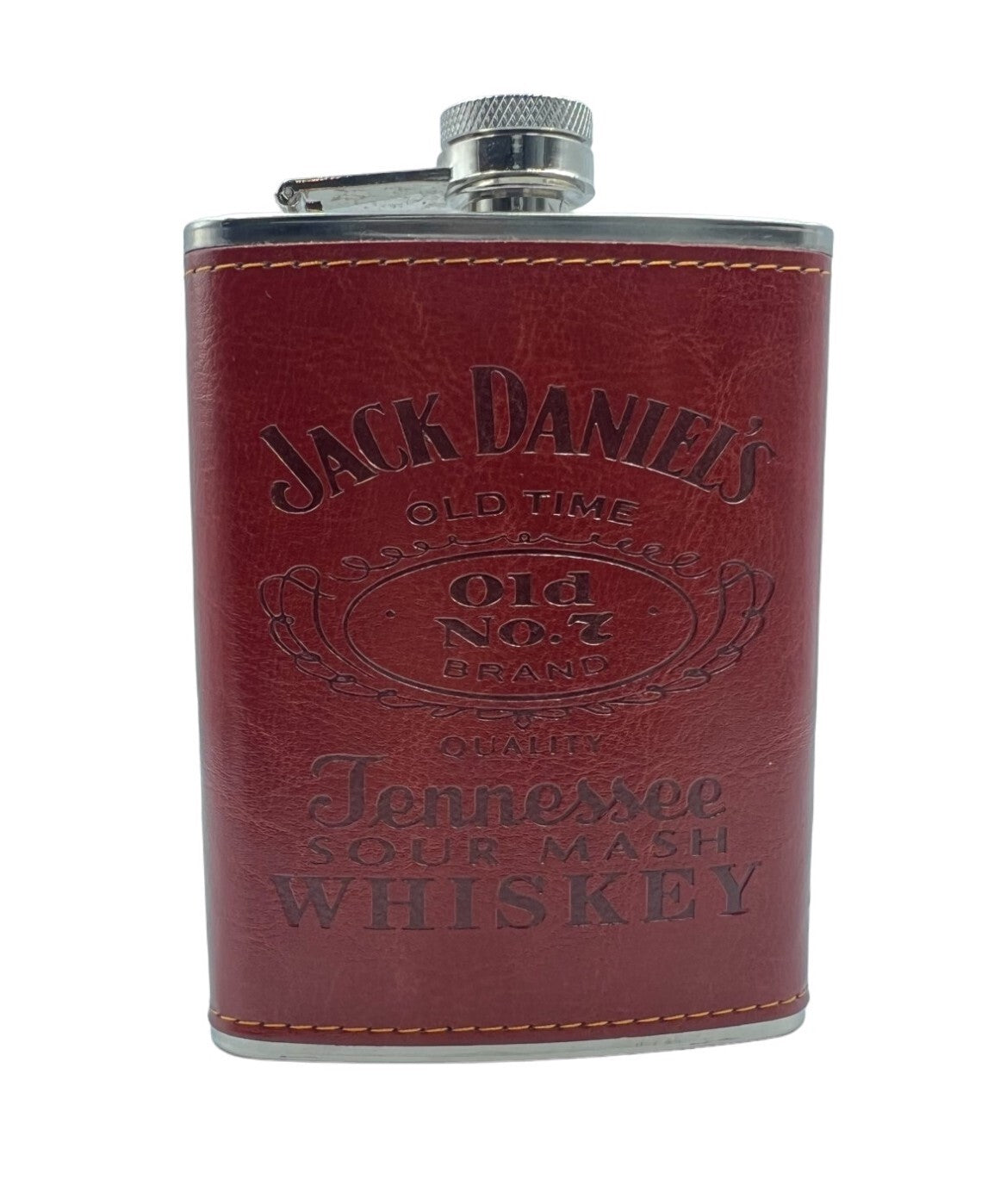 Jack Daniels Hip Flask and Shot Glass Gift Set Leather (8oz)