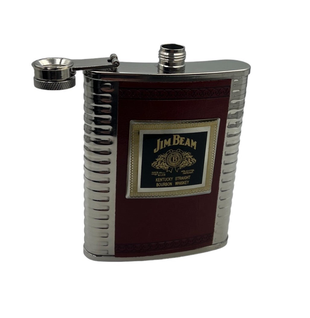 Jim Bean Hip Flask, Shot Glass, Opener and Pen Gift Set (8oz)