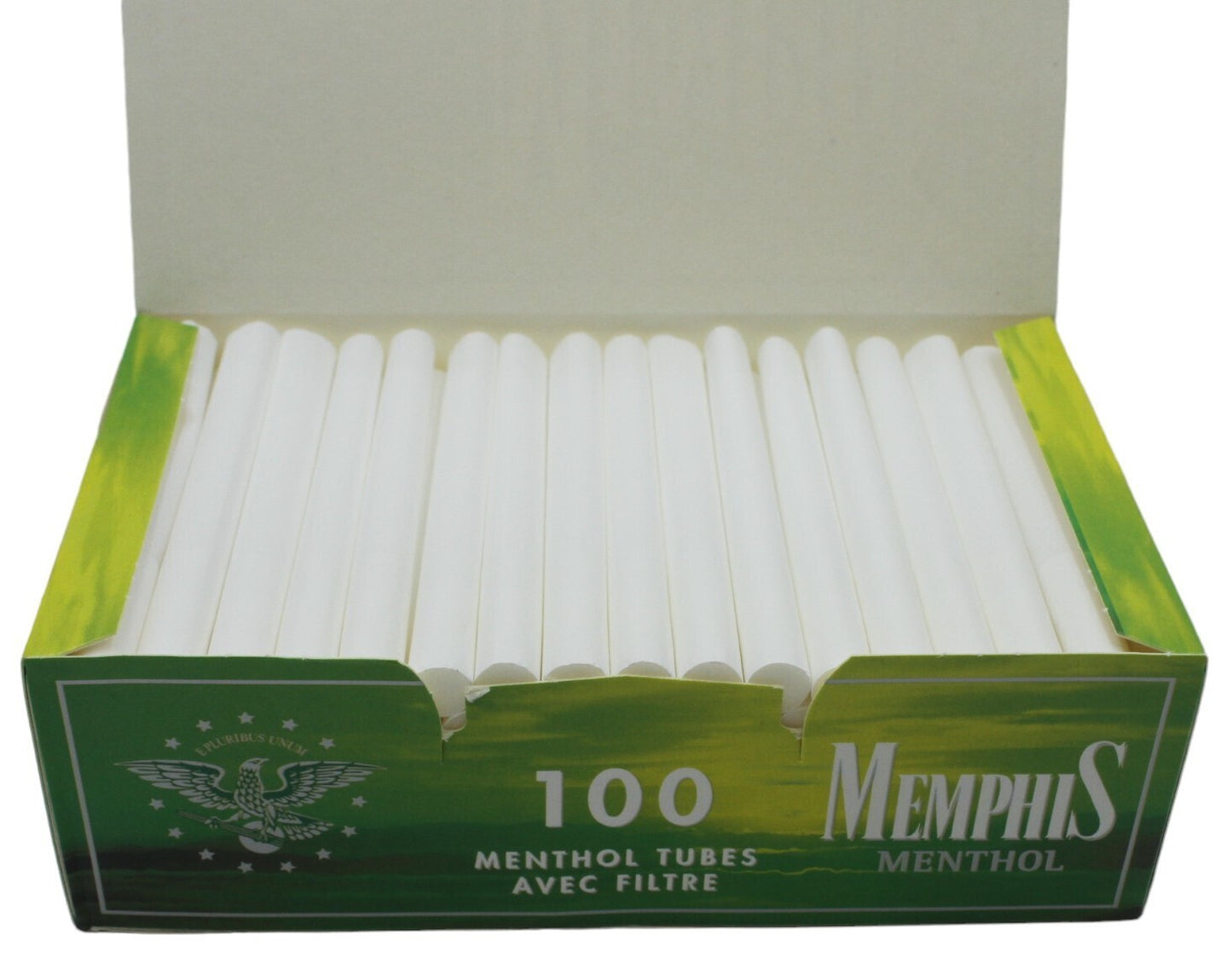 500x Memphis Menthol Filter Tubes King Size Green + Case