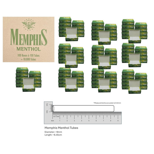 1000x Memphis Premium Menthol Filter Tubes King Size Cork Green