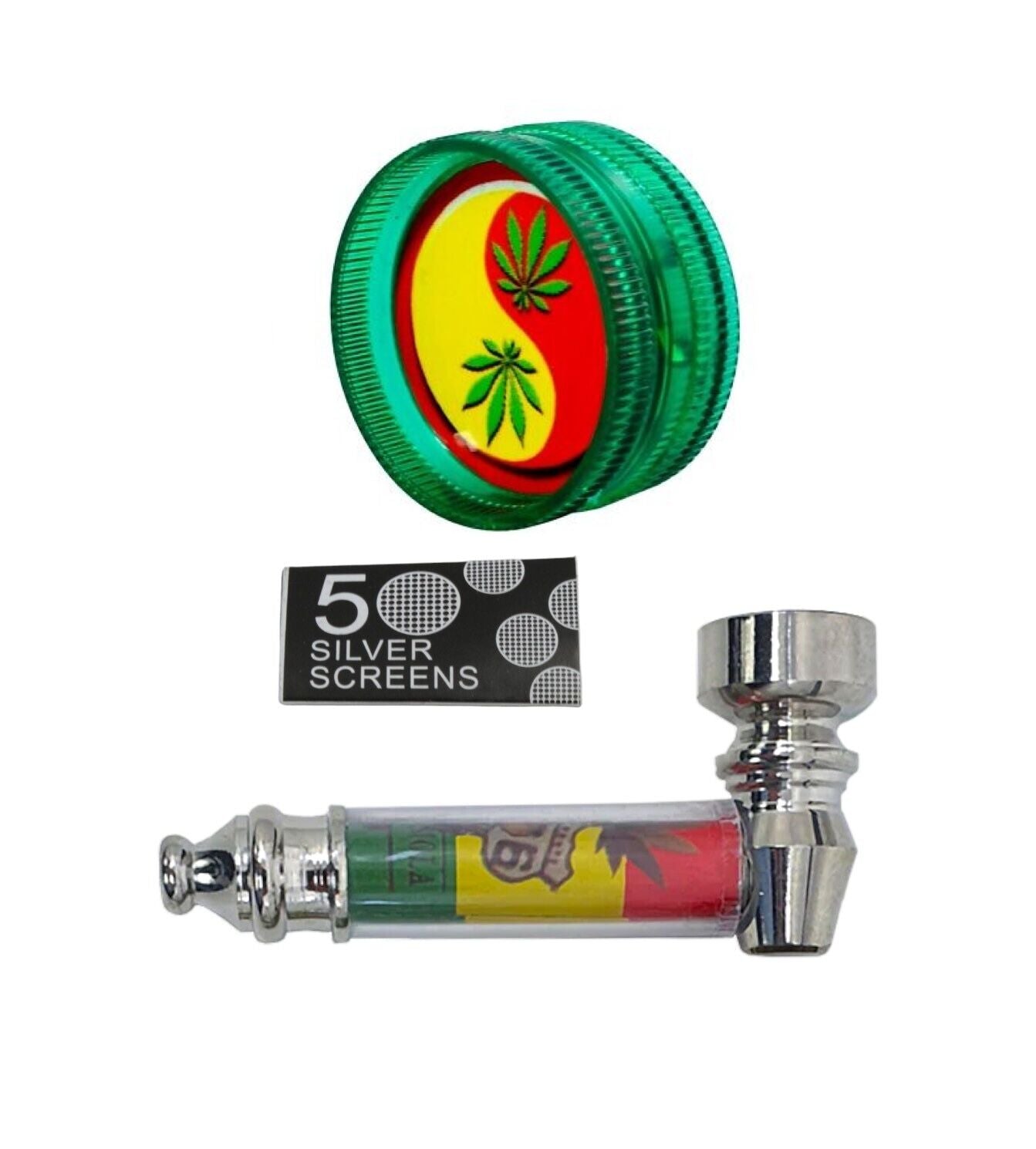 30mm Mini Herb Grinder & Pipe Set 2 Layers - Assorted