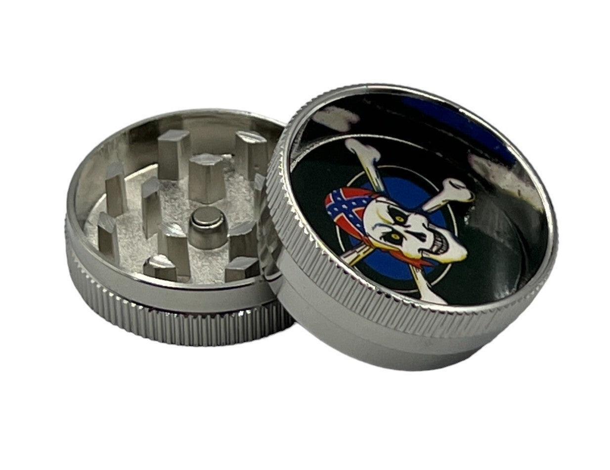 30mm Mini Herb Grinder & Pipe Set 2 Layers - Skull