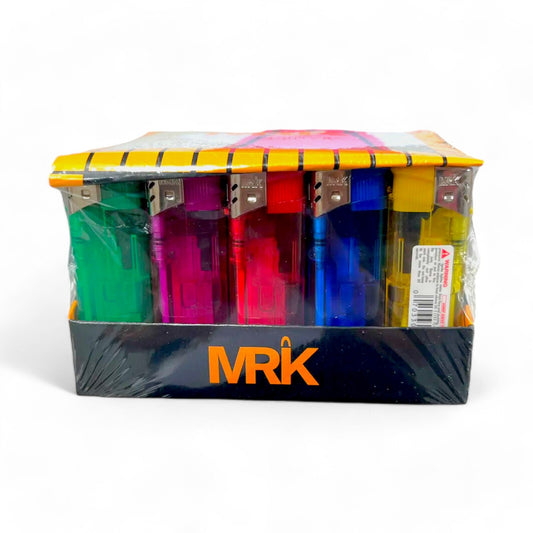 50 MRK Lighters Electronic gas refillable adjustable flame assorted colors