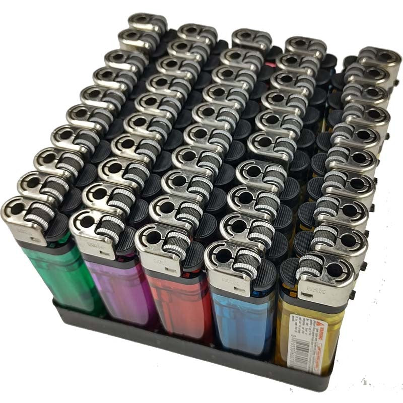 100 x Disposable Cigarette Lighters Durable Good Quality Bulk Assorted Colours (MRK)