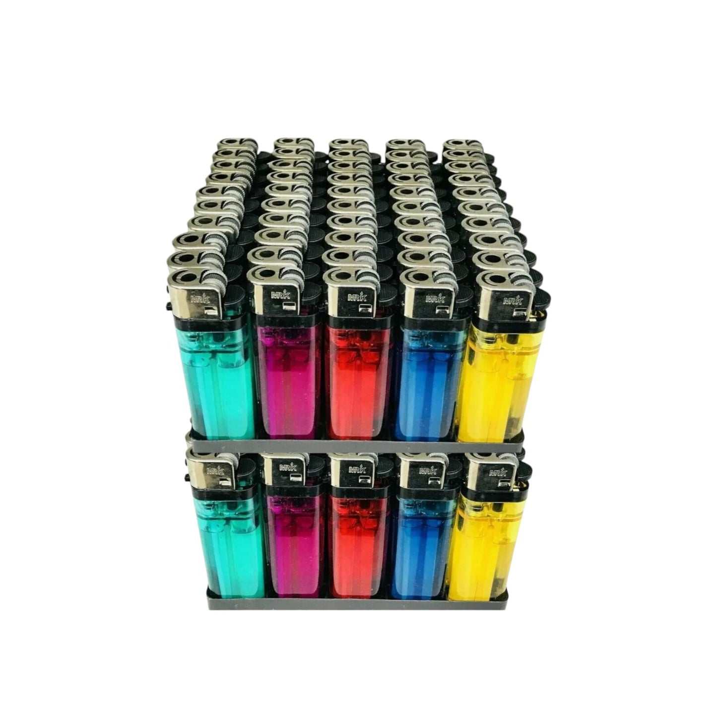 100 x Disposable Cigarette Lighters Durable Good Quality Bulk Assorted Colours (MRK)