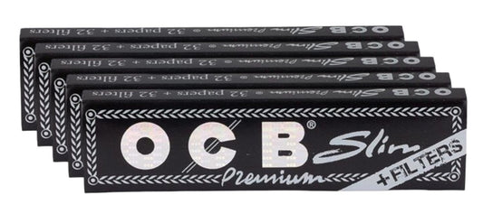 5 Packs OCB King Size Ultra Thin Papers with Filter Tips