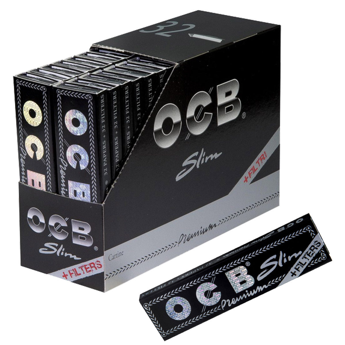 Box of 32 OCB King Size Ultra Thin Papers with Filter Tips