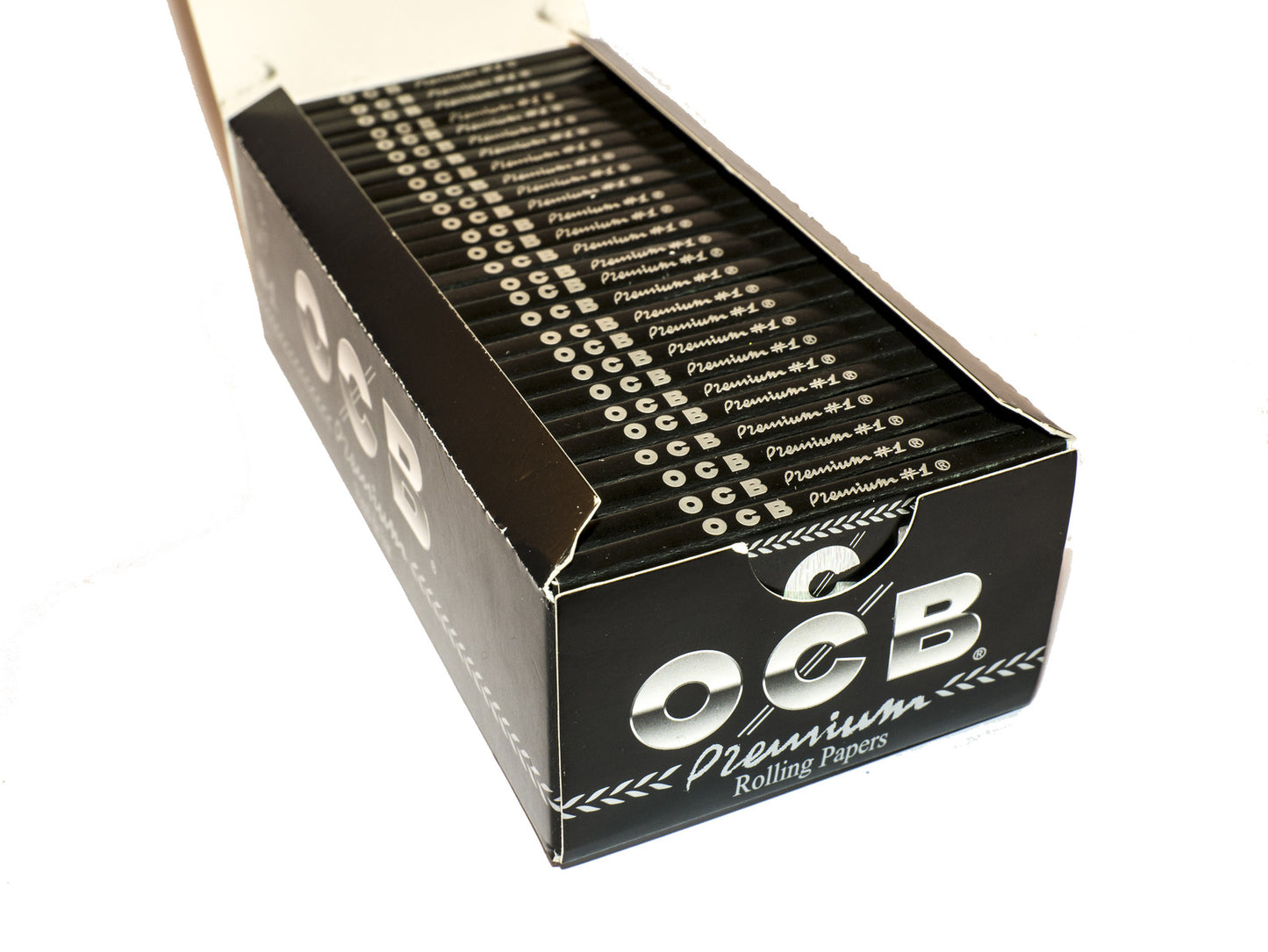 Box of OCB Premium #1 Black Ultra Thin Regular Size Papers