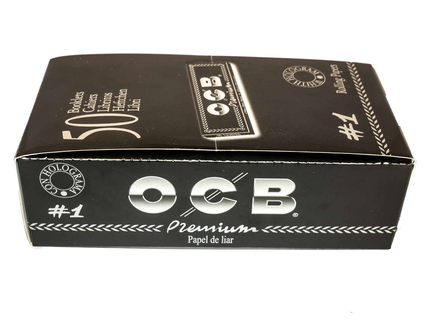 Box of OCB Premium #1 Black Ultra Thin Regular Size Papers