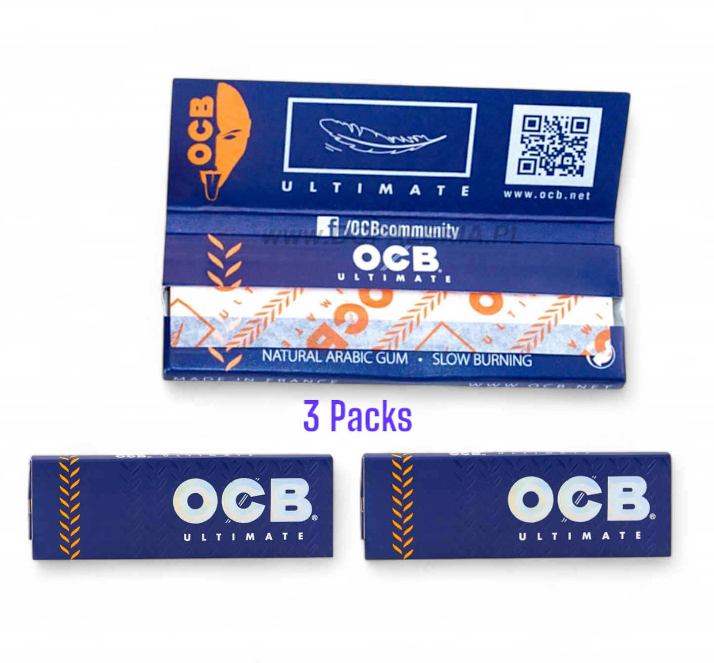 3 OCB Ultimate Single Regular Size Papers Thin Cigarette Roll Paper 50 Leaves