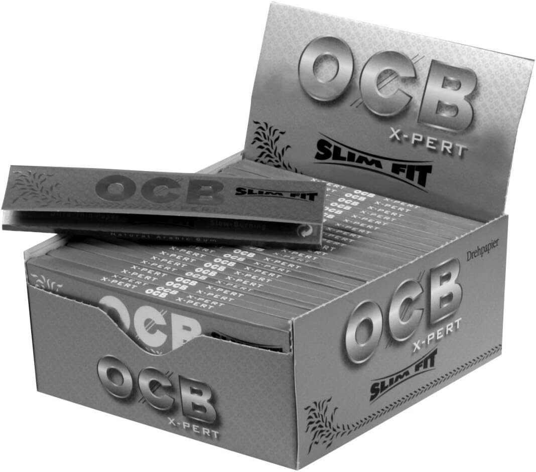 Box of 50 OCB Unbleached Silver X-Pert King Size Slim Fit Rolling Papers