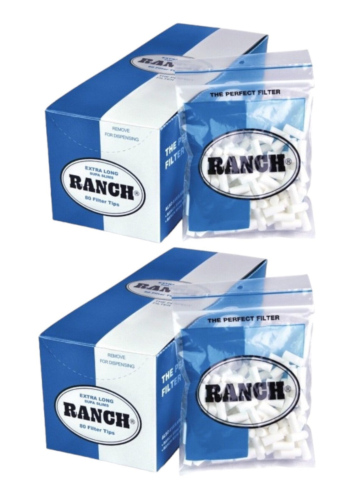 24 Packs Ranch Extra Long Supa Slim Blue Filters (1920 Tips)