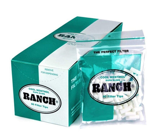 12 Packs Ranch Cool Menthol Supa Slim Green Filters (960 Tips)