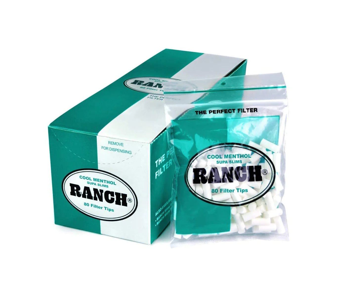 Ranch Cool Menthol Supa Slim Green Filters (80 Tips)