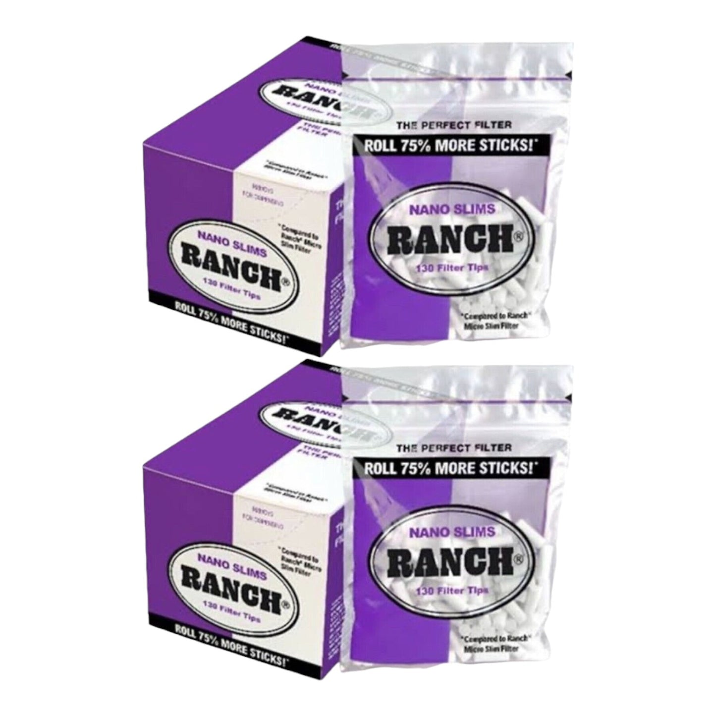 2 Boxes Ranch Nano Slim Purple Filters (3120 Tips)