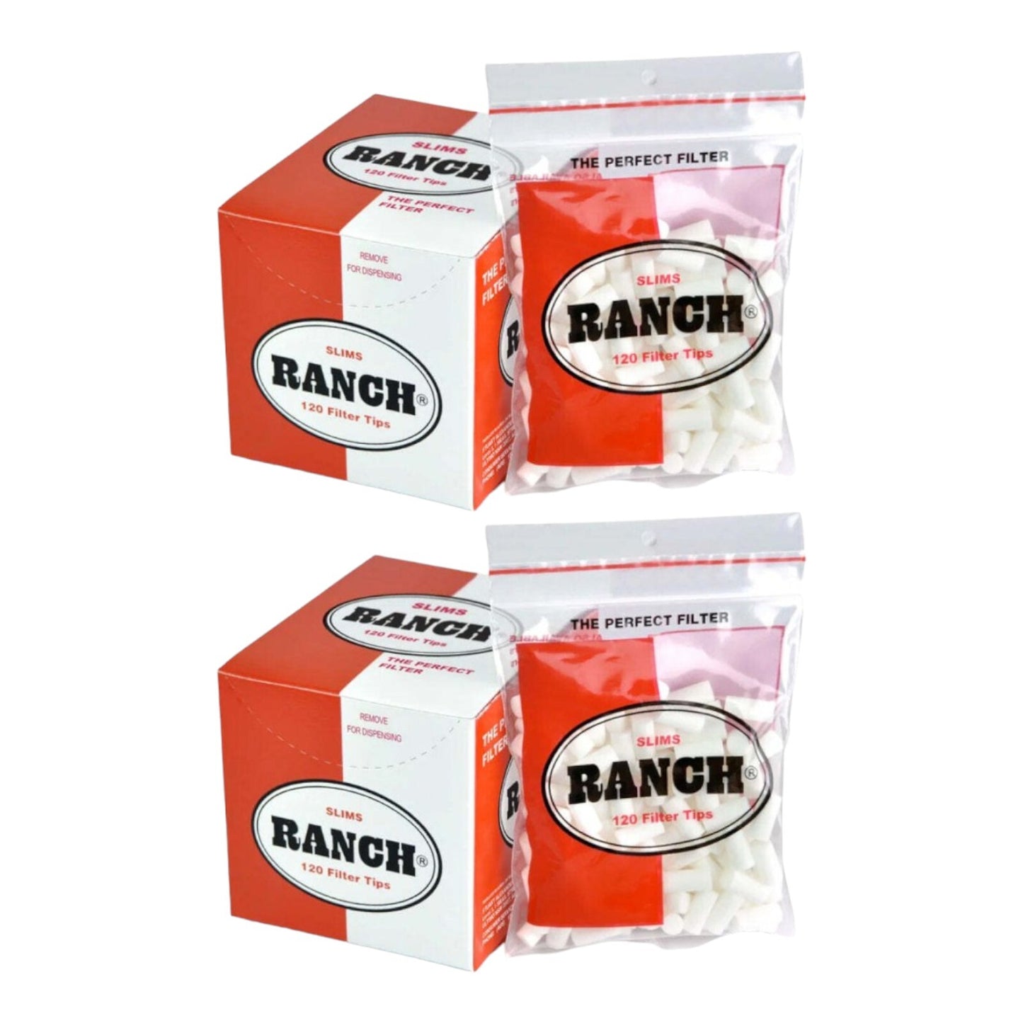 2 Boxes Ranch Slim Red Filters (2880 Tips)