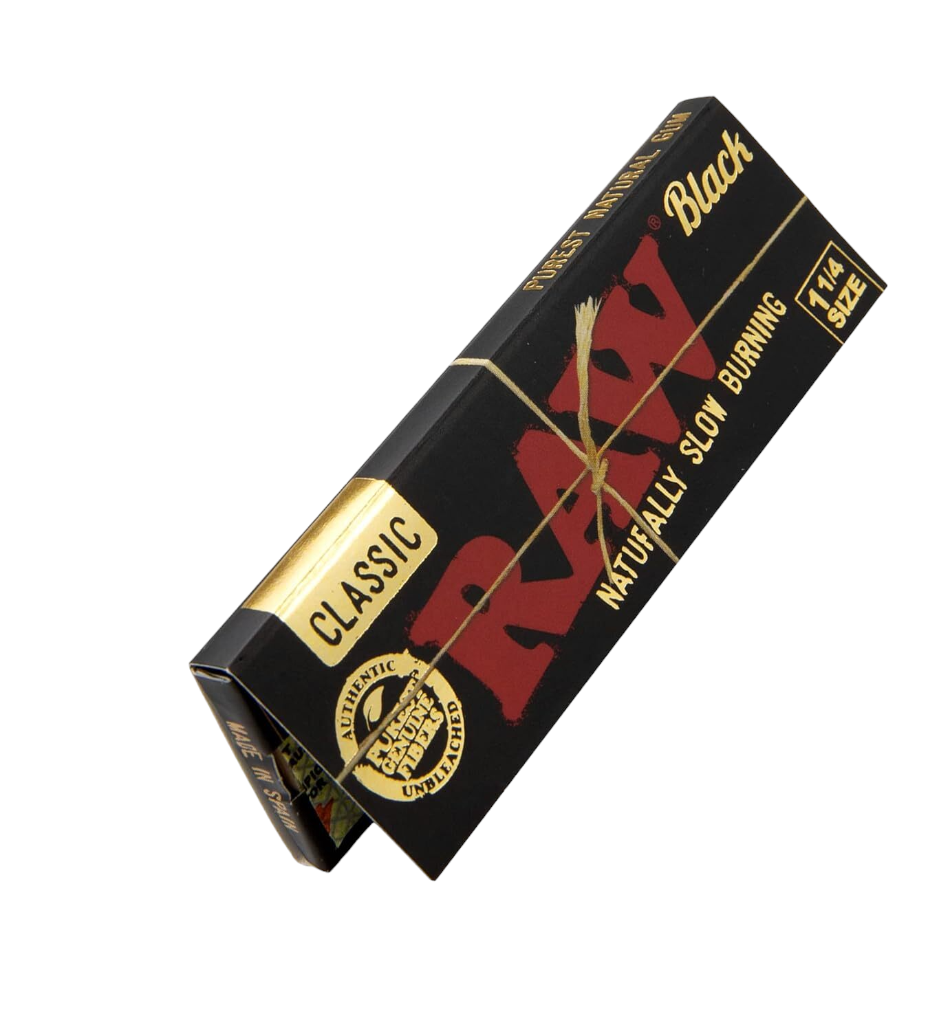 RAW Black 1 1/4 Slim Classic Hemp Unrefined Rolling Papers